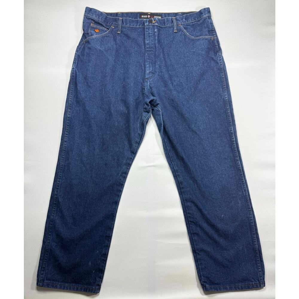 Wrangler 20X FR Men's Relaxed Straight Leg Blue Denim Jeans - Size 42x30 (42x31)